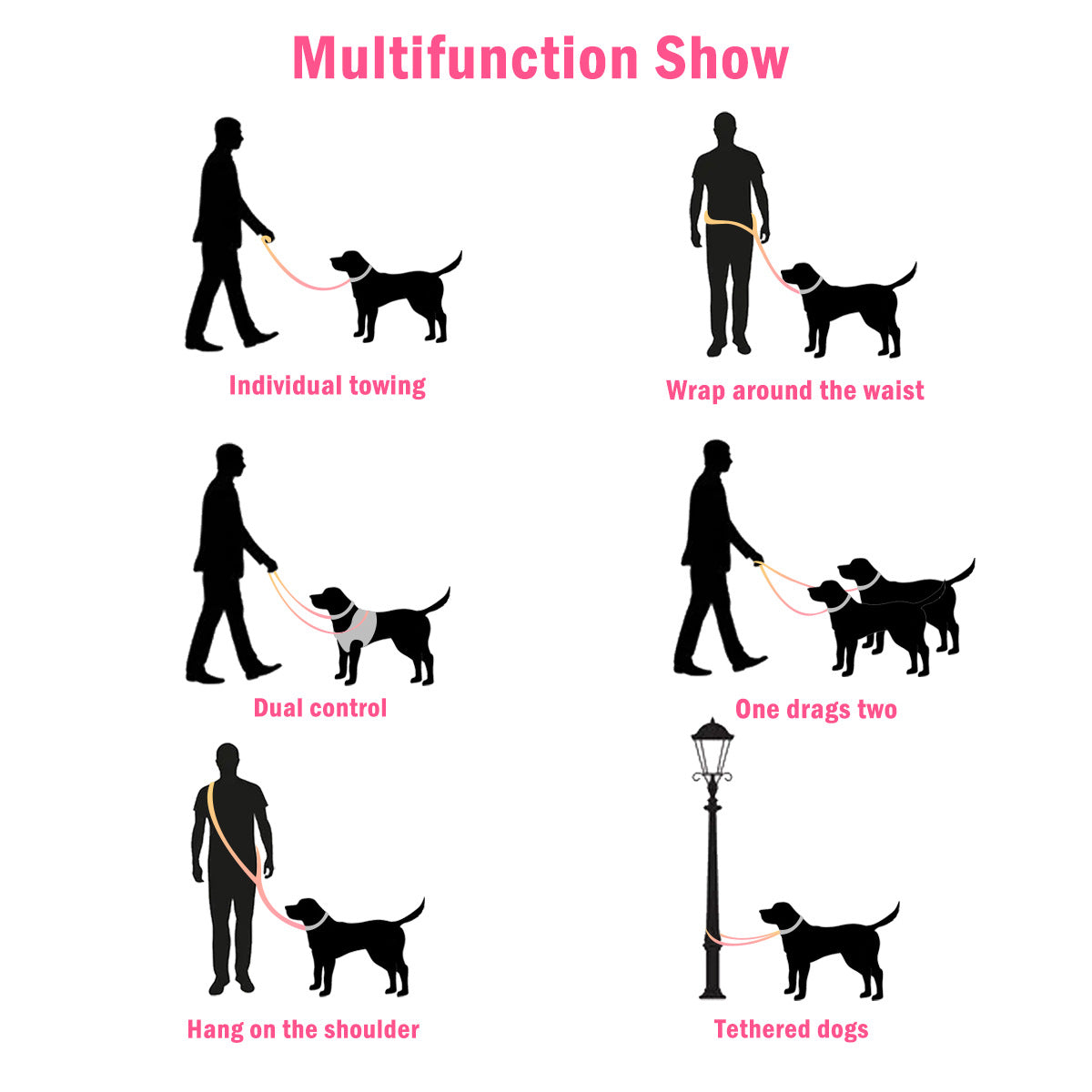 KFX-0687165 Multi-Purpose Reflective Nylon Pet Walking Rope for Dogs and Cats