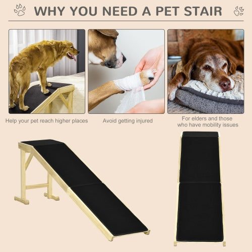 KFX-0688829 Dog Bed Ramp with Non-Slip Surface and Sturdy Wooden Construction, 74" x 16" x 25"