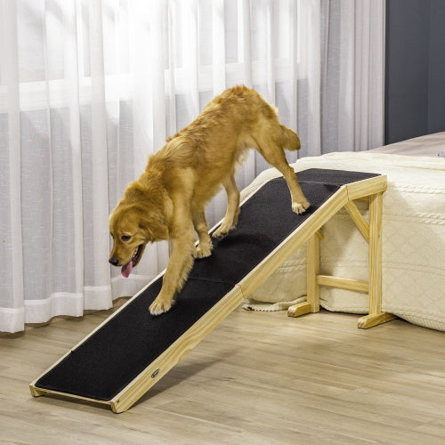 KFX-0688829 Dog Bed Ramp with Non-Slip Surface and Sturdy Wooden Construction, 74" x 16" x 25"