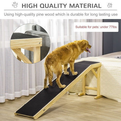 KFX-0688829 Dog Bed Ramp with Non-Slip Surface and Sturdy Wooden Construction, 74" x 16" x 25"