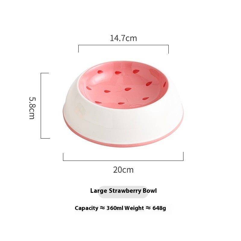 KFX-0689341 Ceramic Cat Bowl with Non-Slip Design for Water and Food – Watermelon, Orange, Strawberry Patterns
