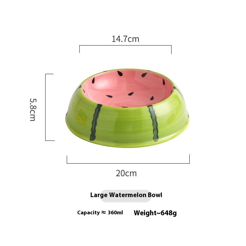 KFX-0689341 Ceramic Cat Bowl with Non-Slip Design for Water and Food – Watermelon, Orange, Strawberry Patterns