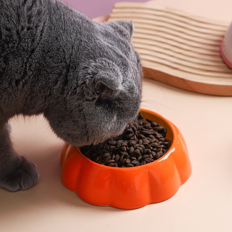 KFX-0689341 Ceramic Cat Bowl with Non-Slip Design for Water and Food – Watermelon, Orange, Strawberry Patterns