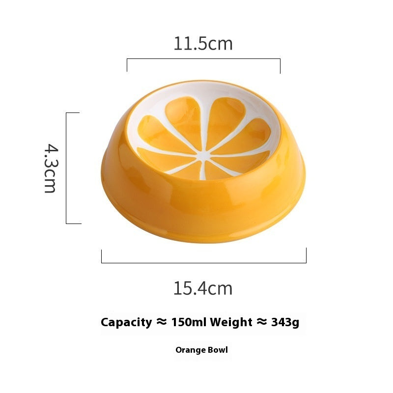 KFX-0689341 Ceramic Cat Bowl with Non-Slip Design for Water and Food – Watermelon, Orange, Strawberry Patterns