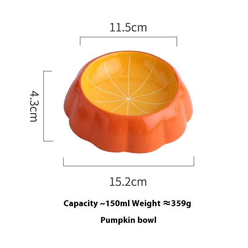 KFX-0689341 Ceramic Cat Bowl with Non-Slip Design for Water and Food – Watermelon, Orange, Strawberry Patterns