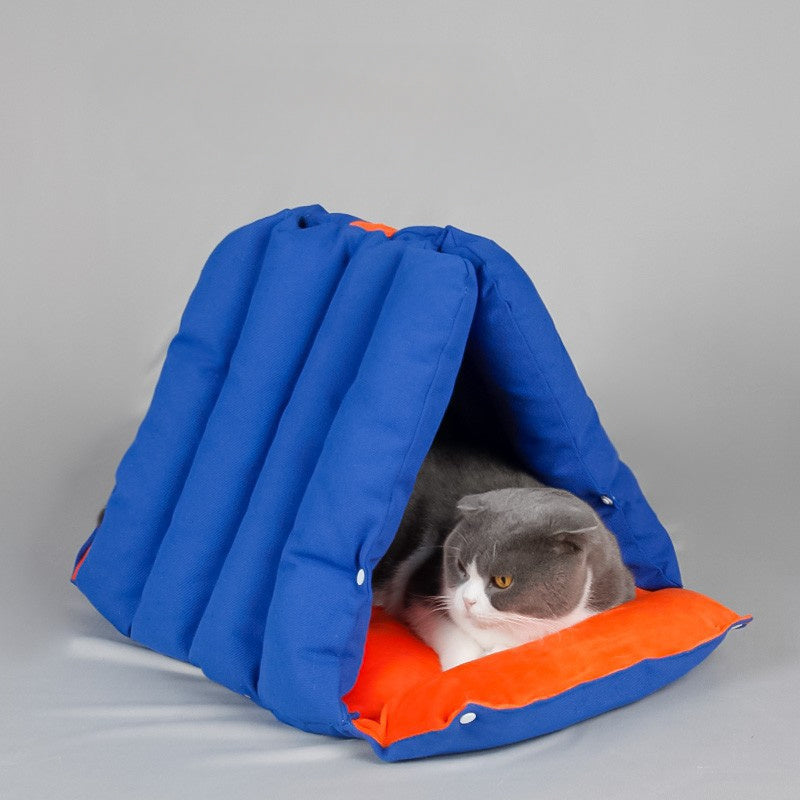 KFX-0690621 Triangular Multi-Purpose Pet Nest with Removable Cotton Cover for Cats - Warm Autumn/Winter Design