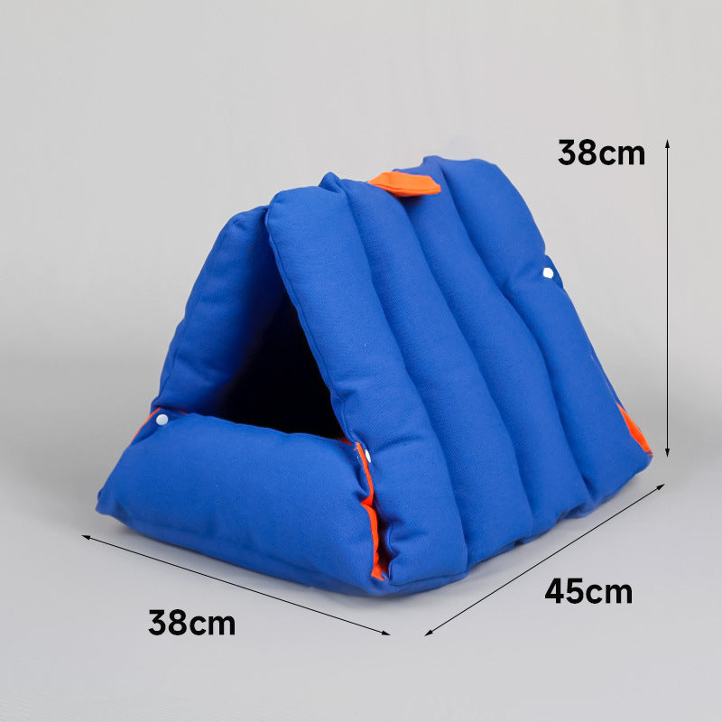 KFX-0690621 Triangular Multi-Purpose Pet Nest with Removable Cotton Cover for Cats - Warm Autumn/Winter Design