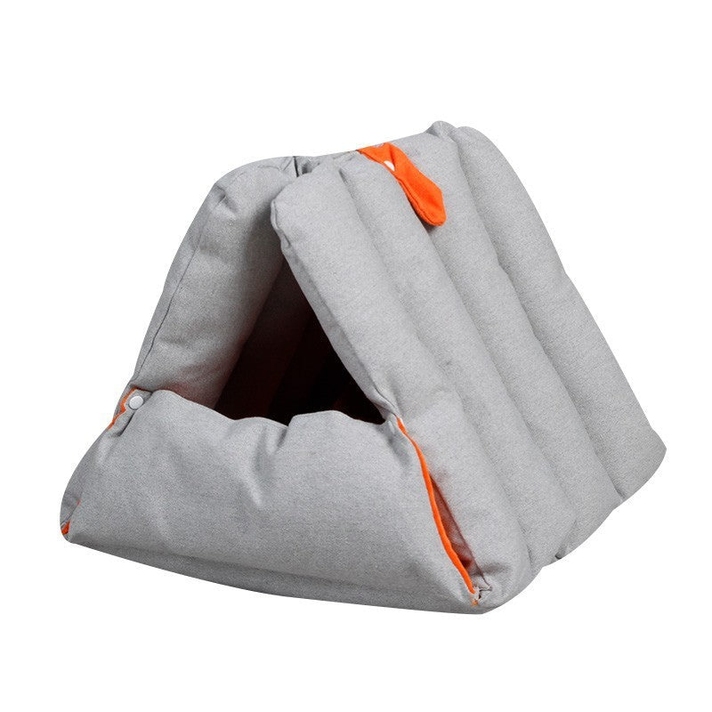 KFX-0690621 Triangular Multi-Purpose Pet Nest with Removable Cotton Cover for Cats - Warm Autumn/Winter Design