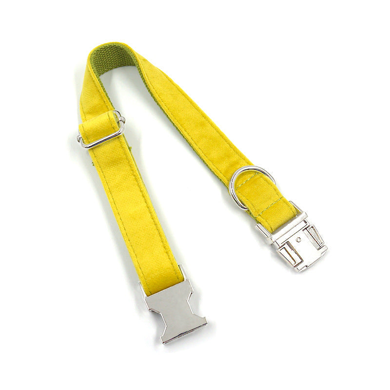 KFX-0691133 Stylish Yellow and Green Velvet Dog Collar for Comfortable Wear