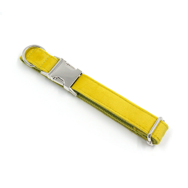 KFX-0691133 Stylish Yellow and Green Velvet Dog Collar for Comfortable Wear