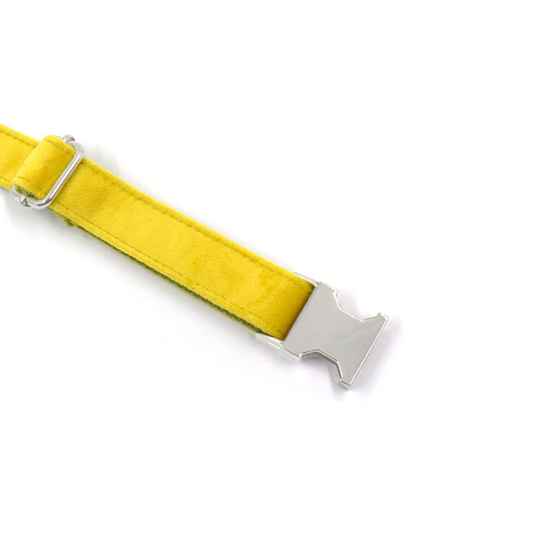 KFX-0691133 Stylish Yellow and Green Velvet Dog Collar for Comfortable Wear