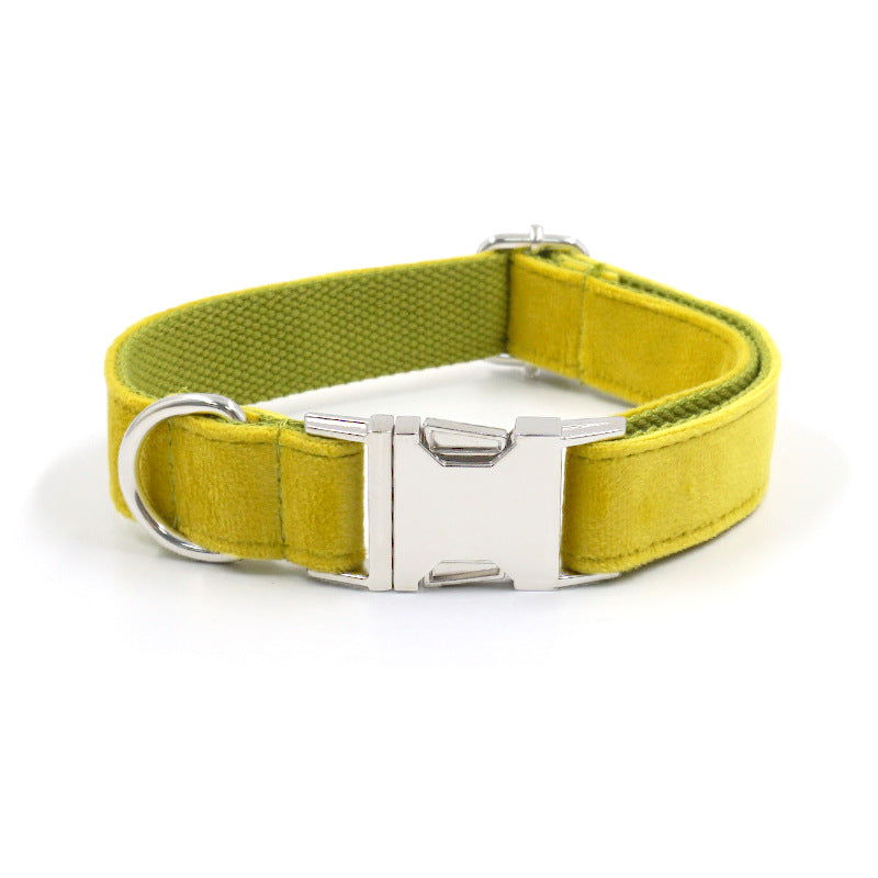 KFX-0691133 Stylish Yellow and Green Velvet Dog Collar for Comfortable Wear