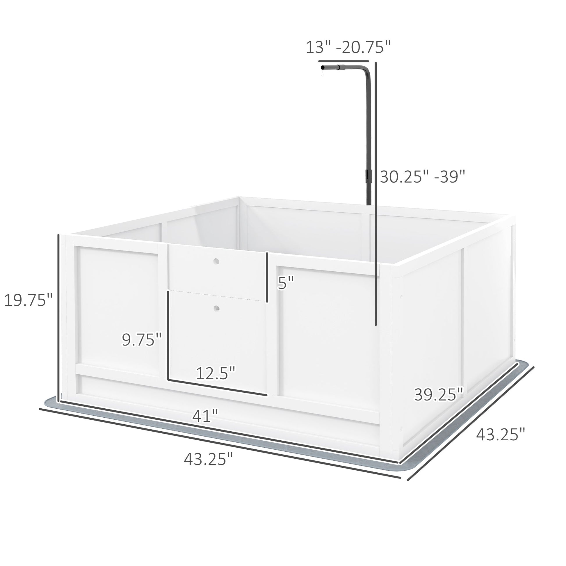 KFX-0694589 Whelping Box for Puppies with Adjustable Door, Pig Rail & Cleaning Pad - Fits Small to Large Breeds, 41" x 39"