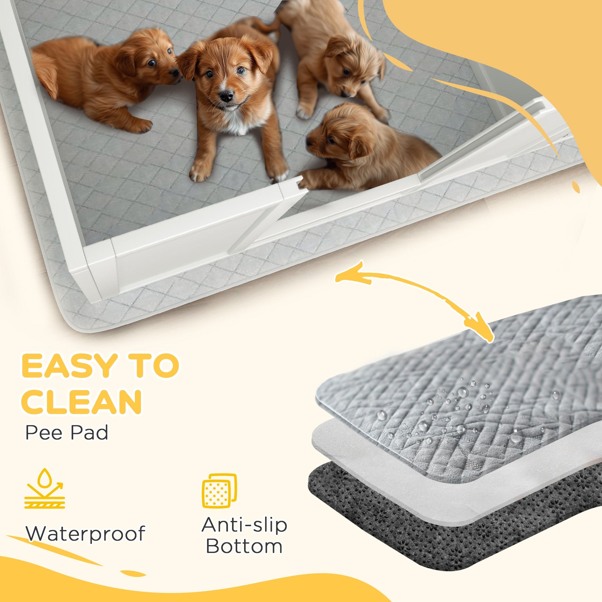 KFX-0694589 Whelping Box for Puppies with Adjustable Door, Pig Rail & Cleaning Pad - Fits Small to Large Breeds, 41" x 39"