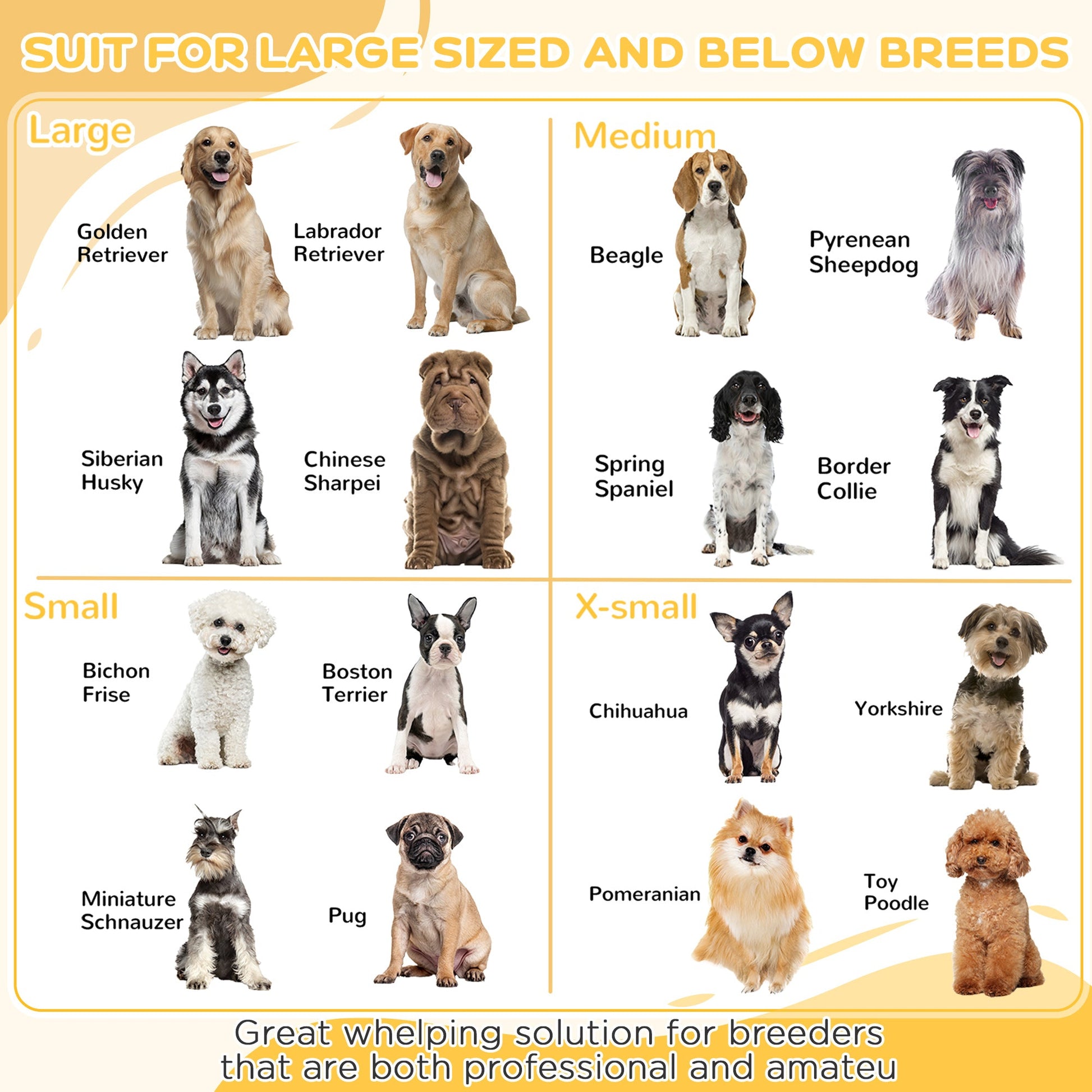 KFX-0694589 Whelping Box for Puppies with Adjustable Door, Pig Rail & Cleaning Pad - Fits Small to Large Breeds, 41" x 39"