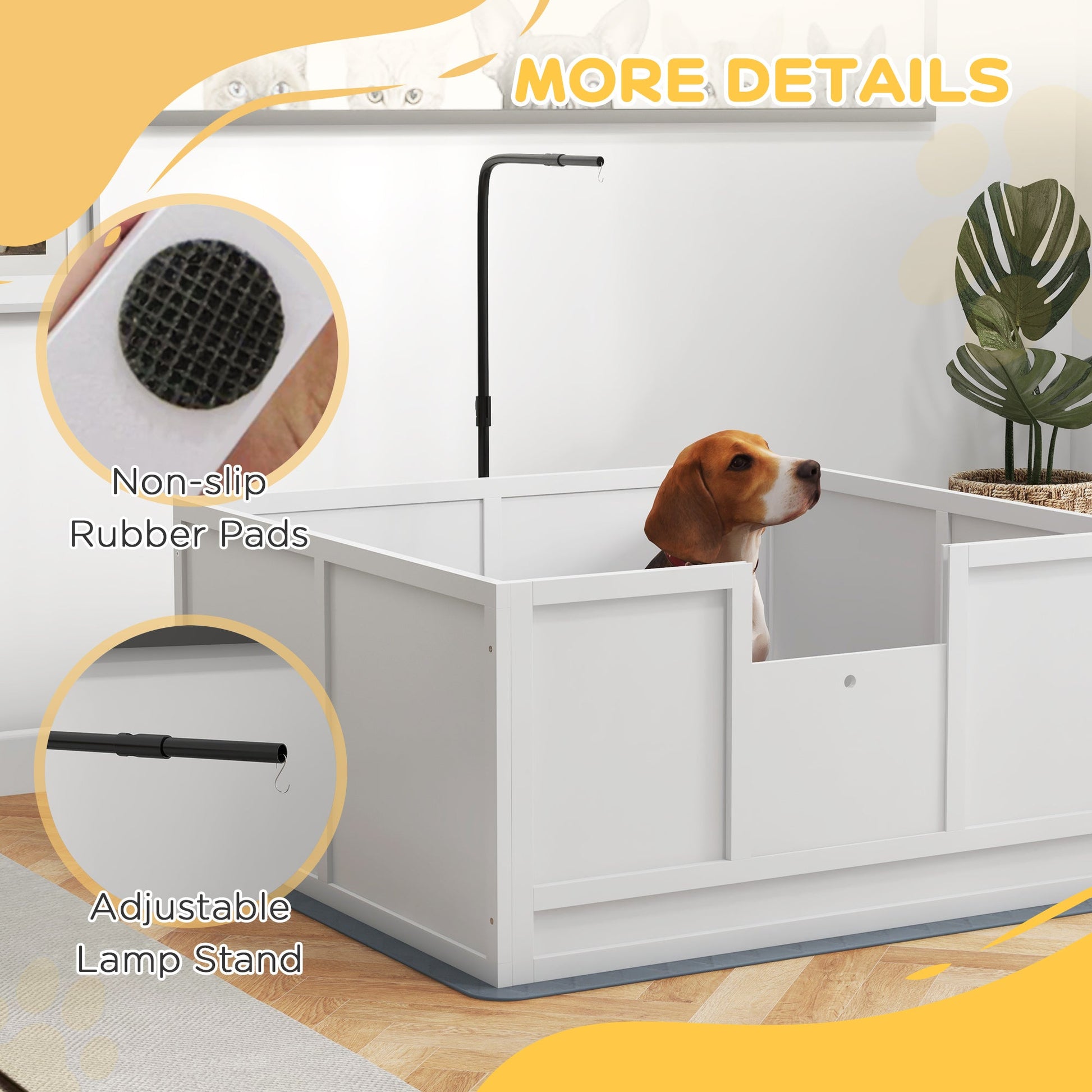 KFX-0694589 Whelping Box for Puppies with Adjustable Door, Pig Rail & Cleaning Pad - Fits Small to Large Breeds, 41" x 39"