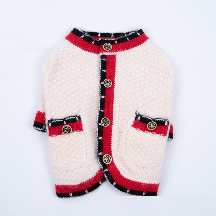 KFX-0696893 Classic Bejirog Stylish Sweater Cardigan for Pets in Blue and Pink, Sizes XS to 3XL