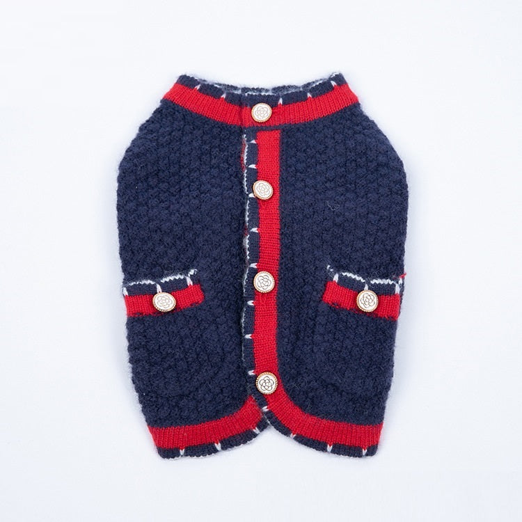 KFX-0696893 Classic Bejirog Stylish Sweater Cardigan for Pets in Blue and Pink, Sizes XS to 3XL