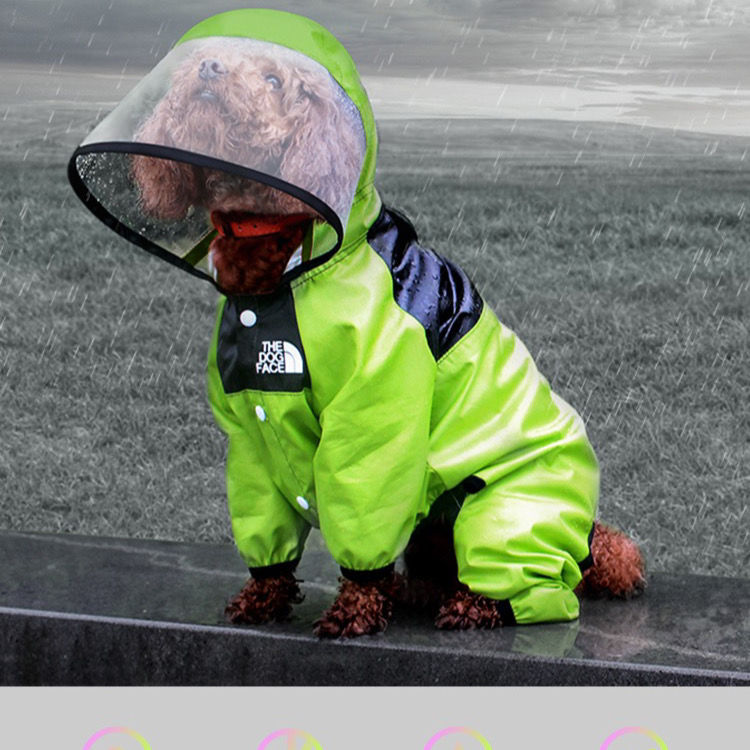 KFX-0697277 Reflective Small Dog Raincoat in Silver and Green, Comfortable Polyester, Multiple Sizes Available
