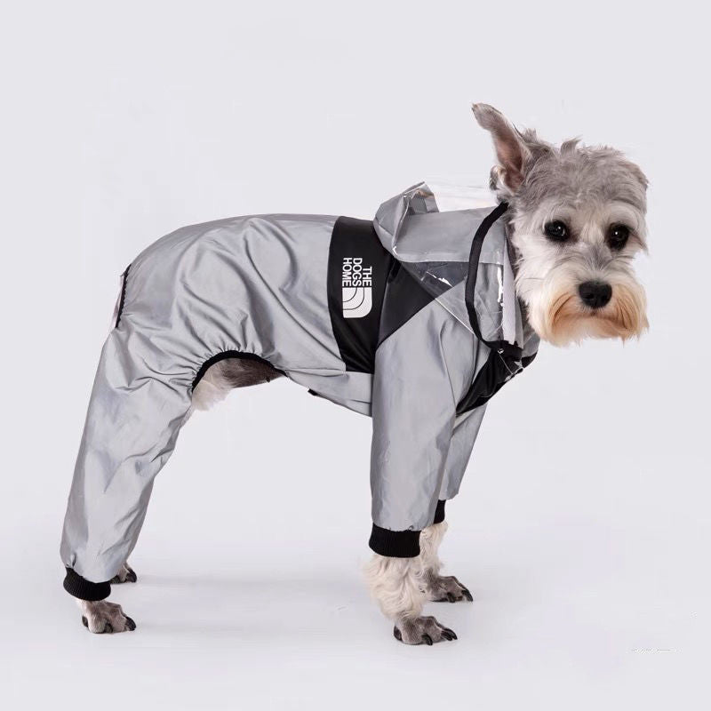 KFX-0697277 Reflective Small Dog Raincoat in Silver and Green, Comfortable Polyester, Multiple Sizes Available