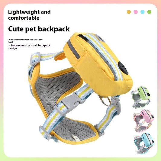 KFX-0698173 Explosion-Proof Anti-Strangulation Pet Harness with 1.5m Traction Rope in Pink, Yellow, Green, and Lake Blue