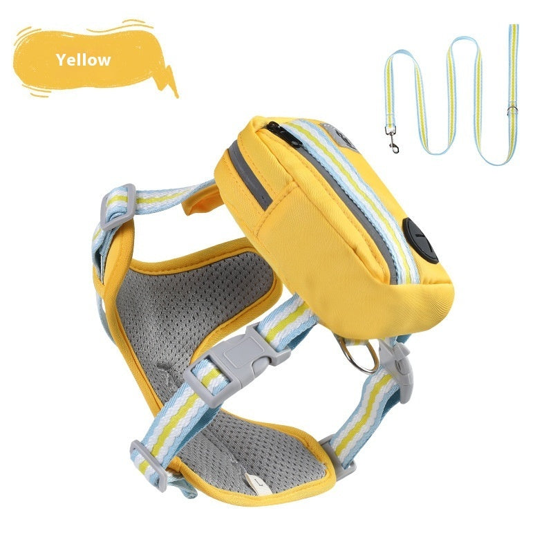 KFX-0698173 Explosion-Proof Anti-Strangulation Pet Harness with 1.5m Traction Rope in Pink, Yellow, Green, and Lake Blue