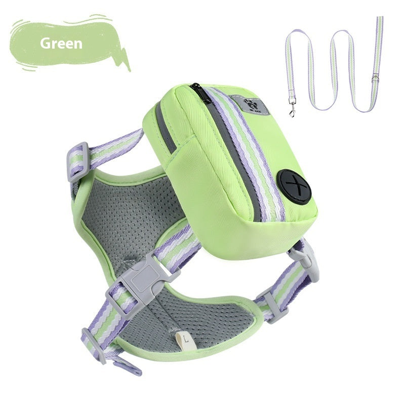 KFX-0698173 Explosion-Proof Anti-Strangulation Pet Harness with 1.5m Traction Rope in Pink, Yellow, Green, and Lake Blue