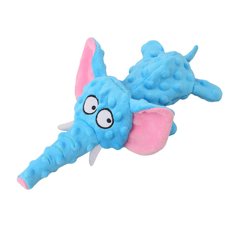 KFX-0698557 Plush Elephant Dog Toy - Interactive Pet Playmate in Dark Blue, Purple, Light Blue, Gray