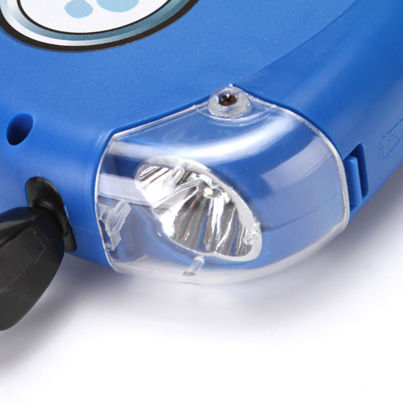 KFX-0698685 Retractable Dog Leash with Flashlight and Waste Bag Storage, Scalable Design, Blue/Black/Red