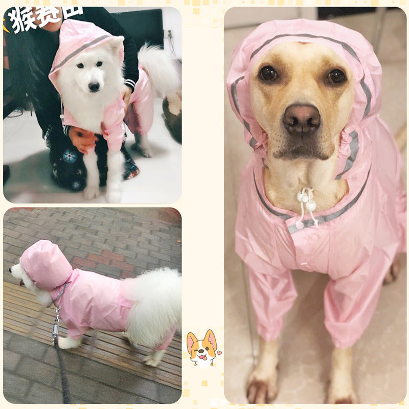 KFX-0699453 Reflective Hooded Raincoat for Dogs - Yellow, Pink, Camouflage, Green - Sizes 3XL to 7XL