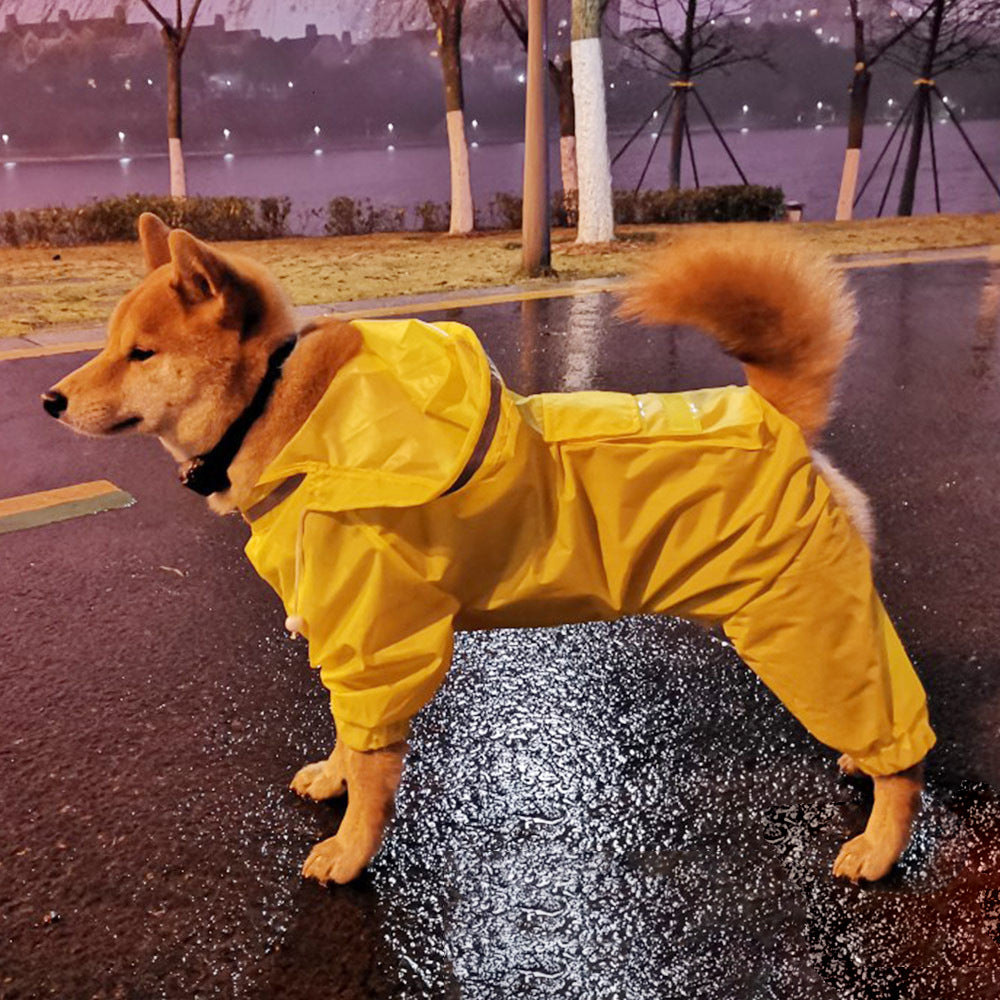 KFX-0699453 Reflective Hooded Raincoat for Dogs - Yellow, Pink, Camouflage, Green - Sizes 3XL to 7XL