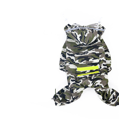 KFX-0699453 Reflective Hooded Raincoat for Dogs - Yellow, Pink, Camouflage, Green - Sizes 3XL to 7XL