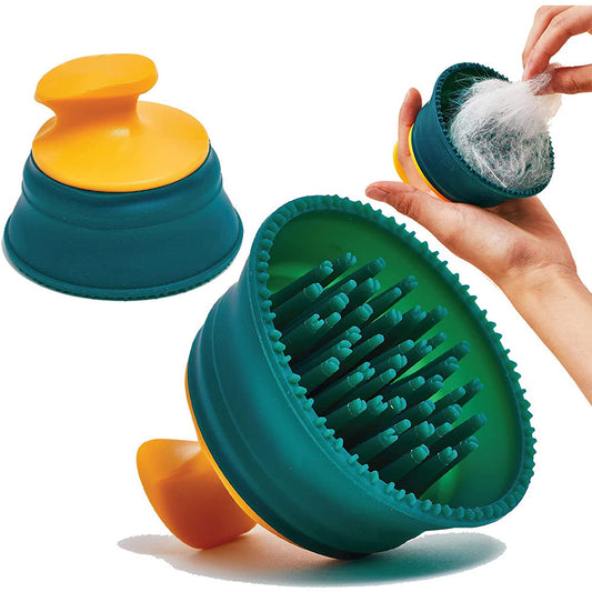KFX-0700477 Double-Sided Combing Brush for Pets - Soft Silicone Hair Remover with Massage Effect