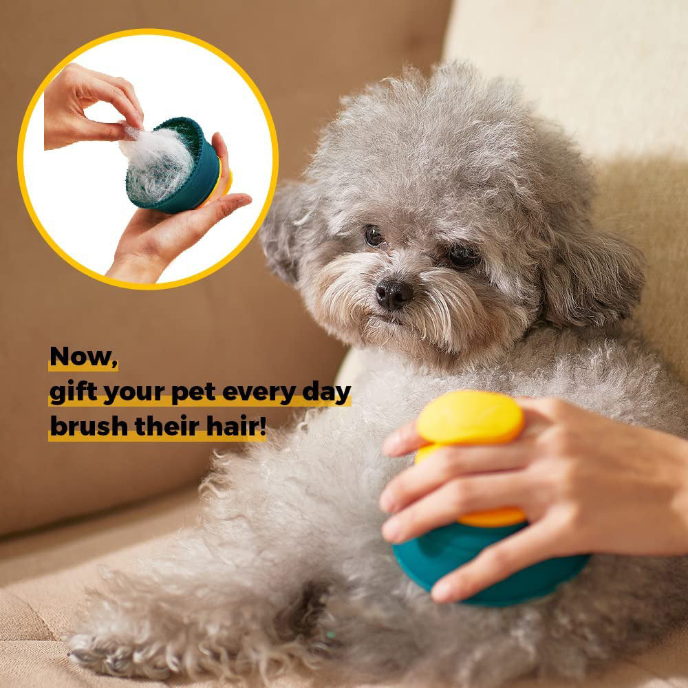 KFX-0700477 Double-Sided Combing Brush for Pets - Soft Silicone Hair Remover with Massage Effect