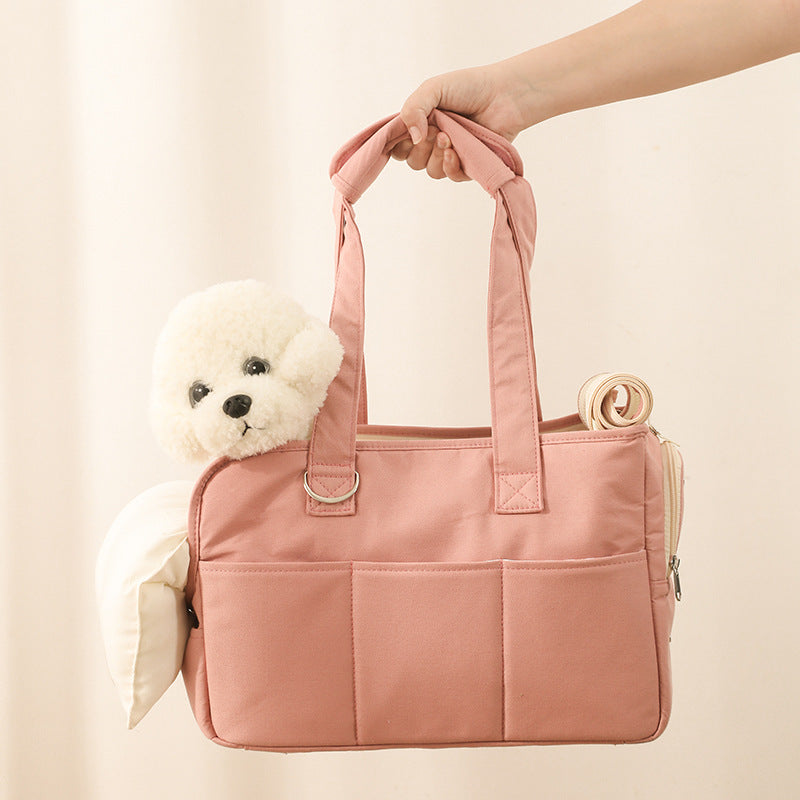 KFX-0701117 Large Capacity Cotton Pet Outing Bag for Dogs and Cats - Off-White, Peach, Light Gray
