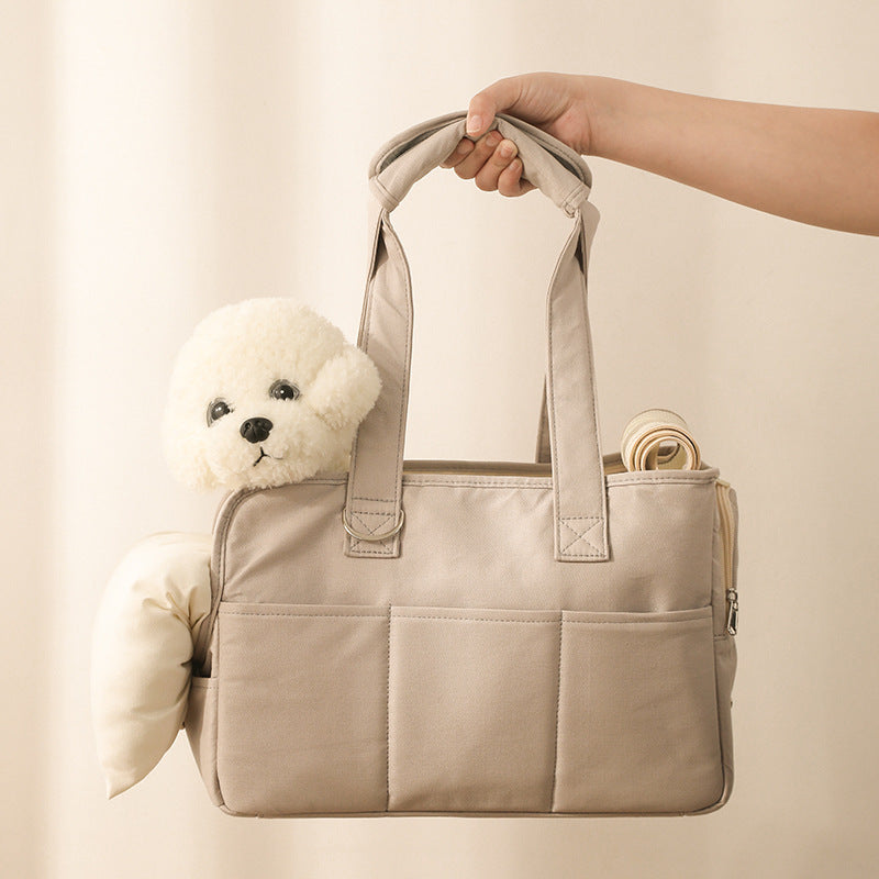 KFX-0701117 Large Capacity Cotton Pet Outing Bag for Dogs and Cats - Off-White, Peach, Light Gray