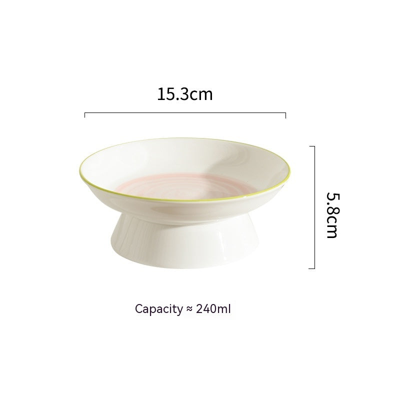 KFX-0704829 Hand-Painted Ceramic Cat Bowl with Ears - Unique Pet Tableware for Cats