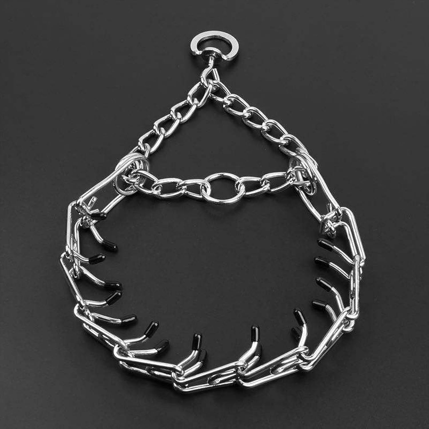 KFX-0706109 Adjustable Stainless Steel Dog Prong Training Collar with Comfort Rubber Tips for Medium and Small Dogs