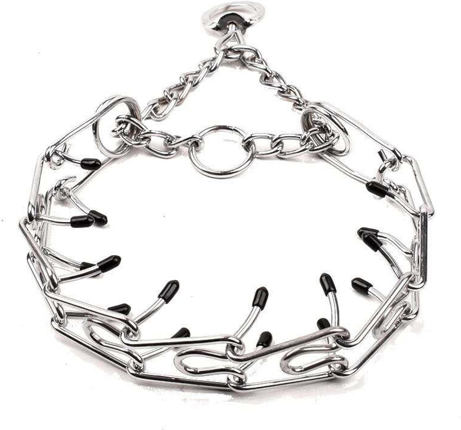 KFX-0706109 Adjustable Stainless Steel Dog Prong Training Collar with Comfort Rubber Tips for Medium and Small Dogs