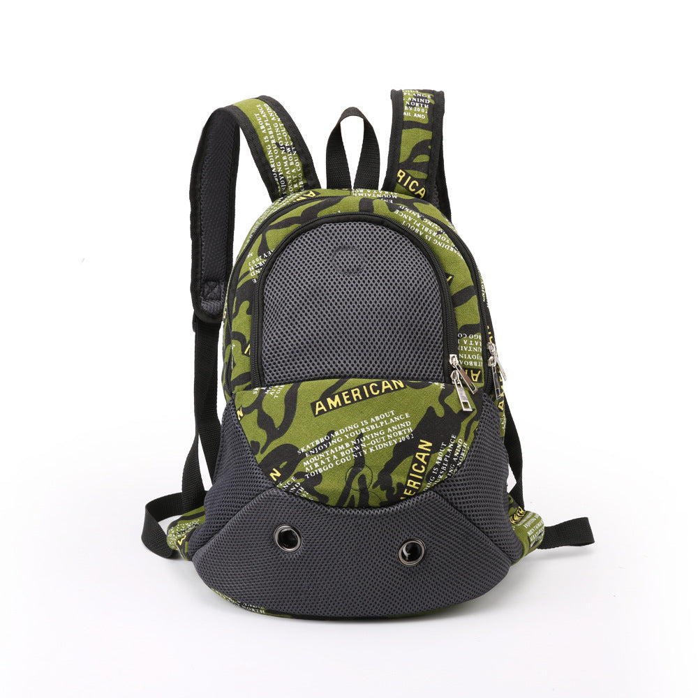 KFX-0706877 Camouflage Canvas Pet Backpack for Small Dogs up to 8 kg with Magnet Mesh Curtain