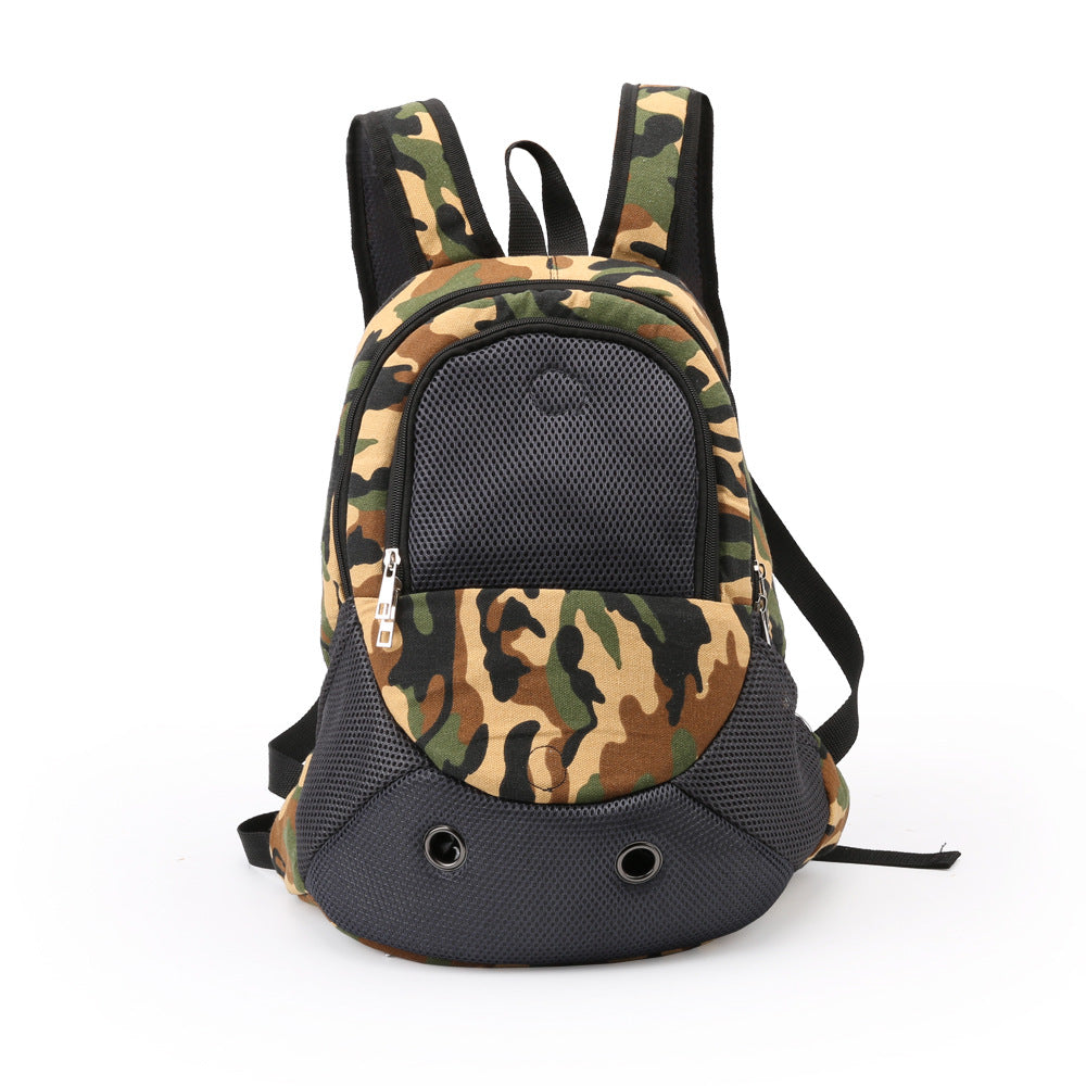 KFX-0706877 Camouflage Canvas Pet Backpack for Small Dogs up to 8 kg with Magnet Mesh Curtain