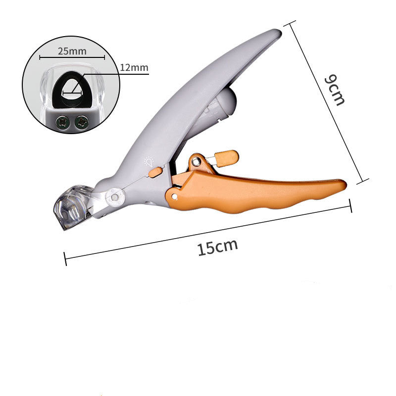 KFX-0708413 LED Light Pet Nail Clippers with Magnifying Glass and Wavy Handle