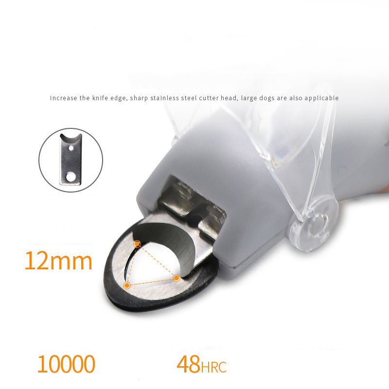 KFX-0708413 LED Light Pet Nail Clippers with Magnifying Glass and Wavy Handle