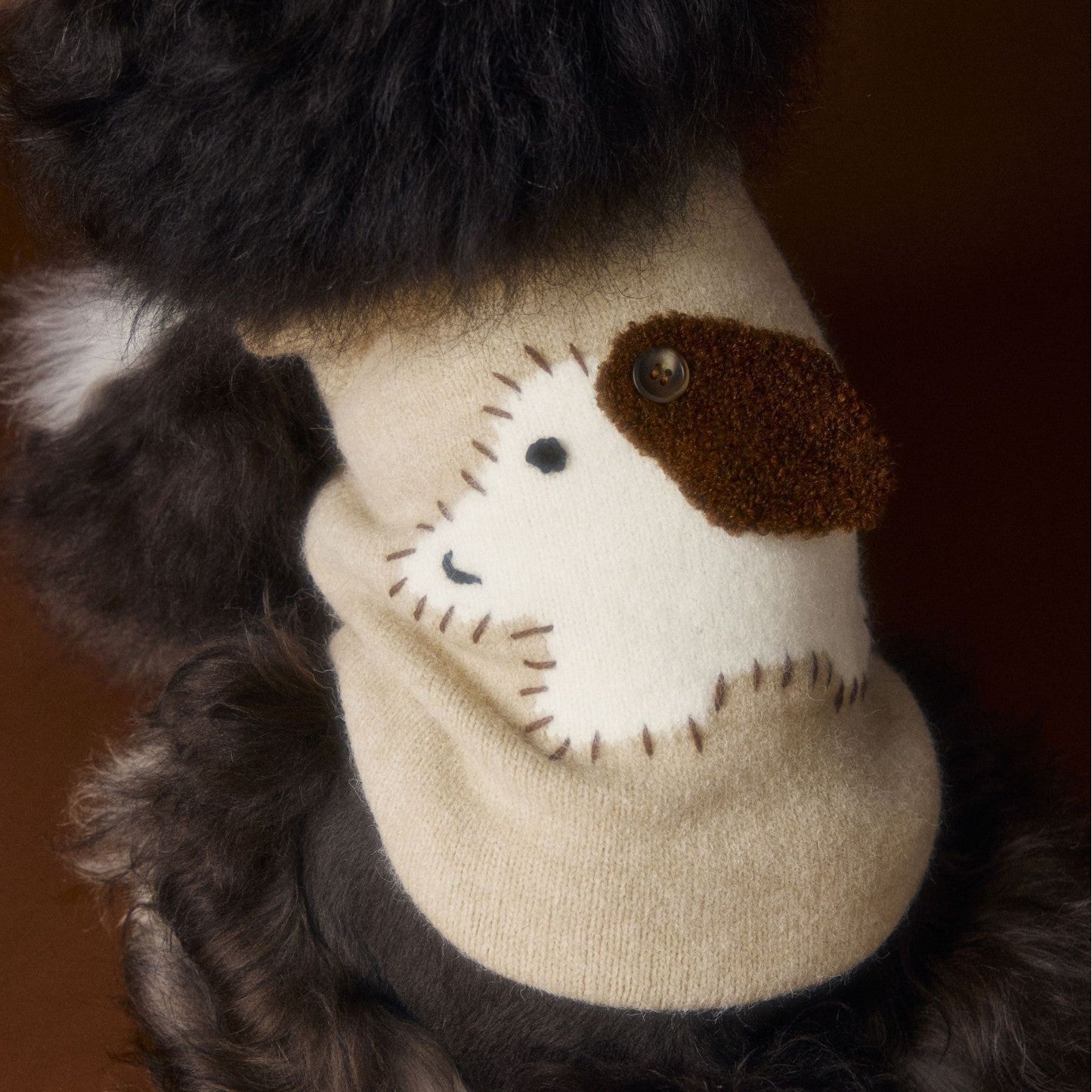 KFX-0709181 Schnauzer Teddy Bichon Cozy Sleeveless Wool Sweater Vest in Red and Beige