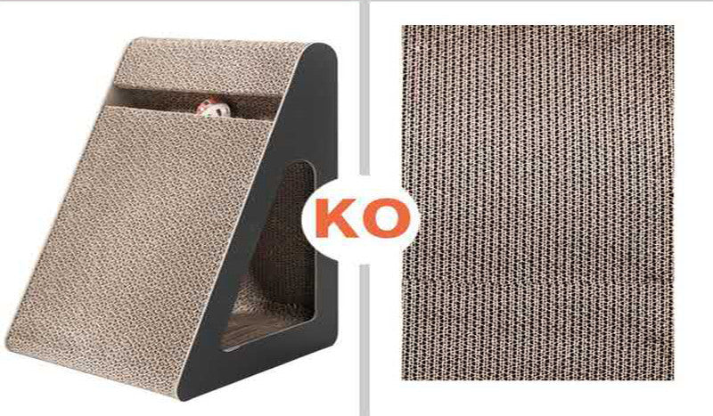 KFX-0710589 Triangle Cat Scratch Board - Corrugated Paper Claw Sharpener in Minimalist Black Design