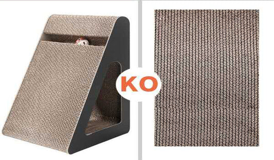 KFX-0710589 Triangle Cat Scratch Board - Corrugated Paper Claw Sharpener in Minimalist Black Design