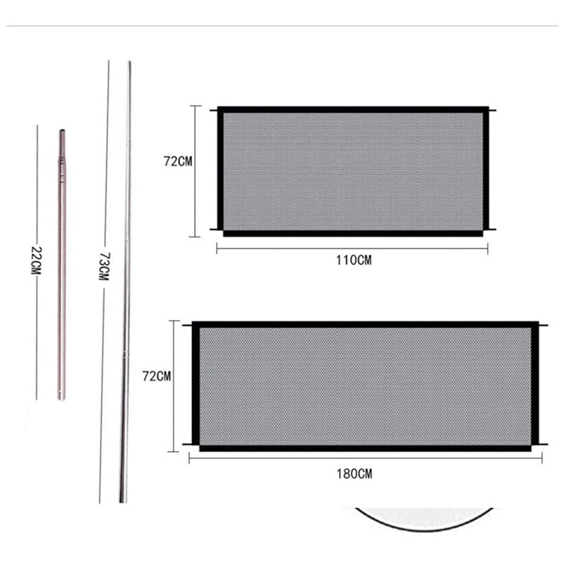 KFX-0711997 Portable Folding Pet Quarantine Fence - Cloth Mesh, Small 110x72cm & Large 180x72cm