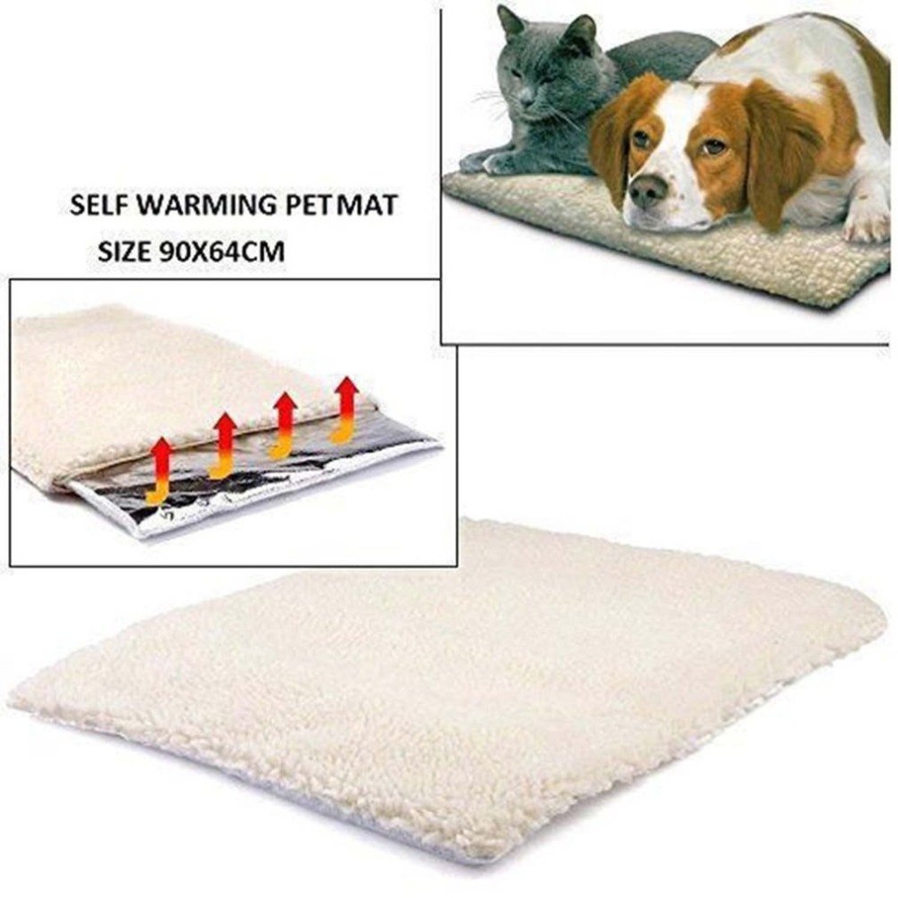 KFX-0712253 Self-Heating Thermal Pet Blanket for Dogs and Cats, Washable Faux Lambswool Mat