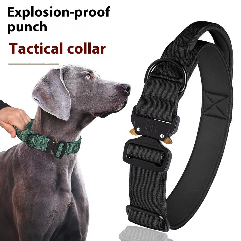 KFX-0712381 Nylon Tactical Pet Collar with Release Buckle for Outdoor Use - Variety of Colors Available