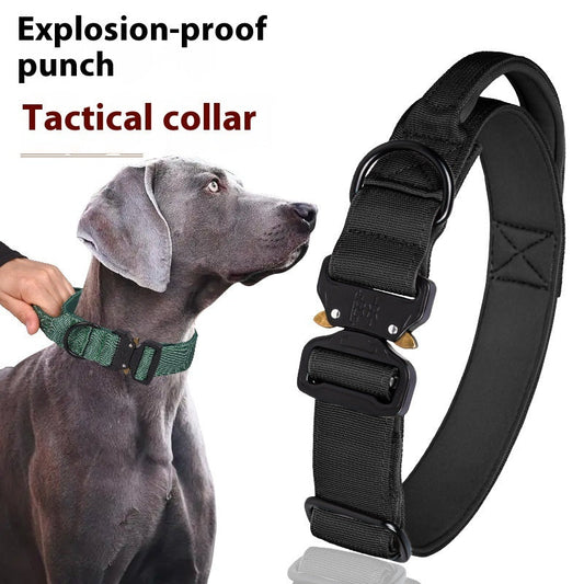 KFX-0712381 Nylon Tactical Pet Collar with Release Buckle for Outdoor Use - Variety of Colors Available